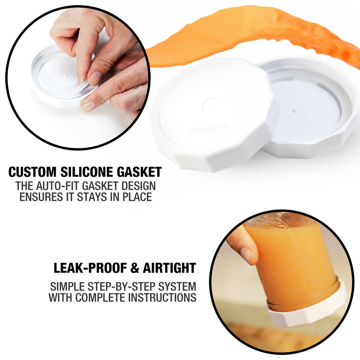 White Tough Top Plastic Mason Jar Lids: Wide Mouth