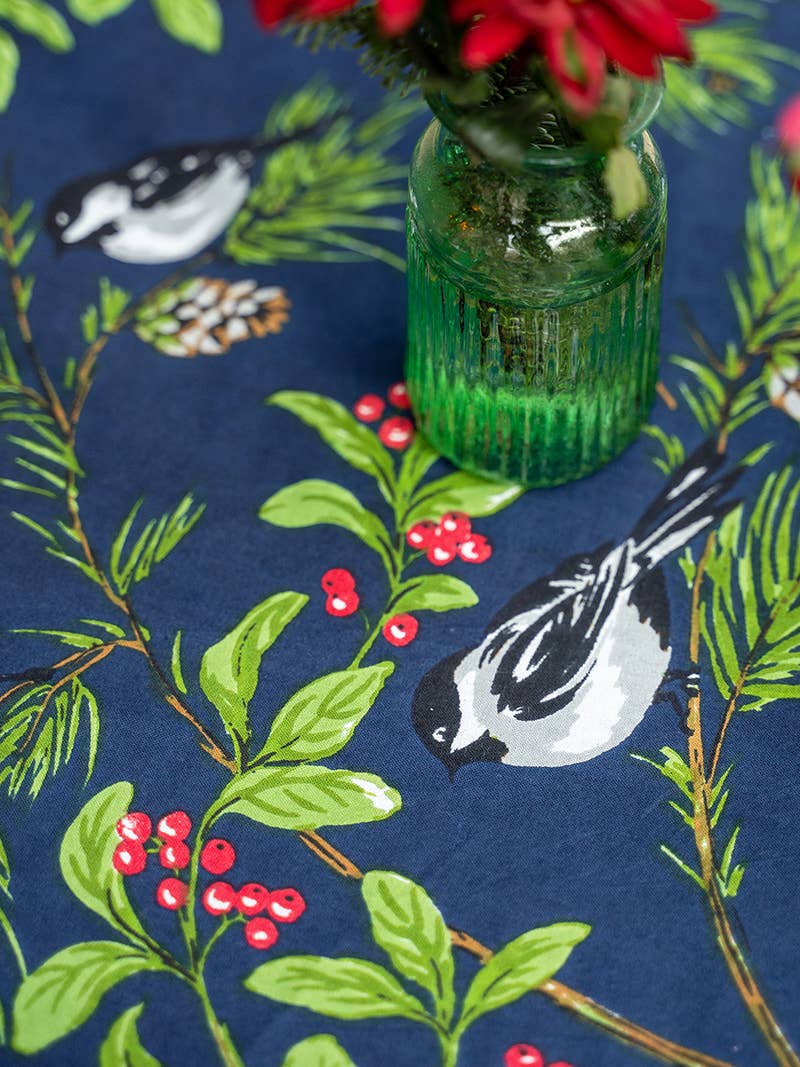 Chickadee Tablecloth - Navy: 60x108