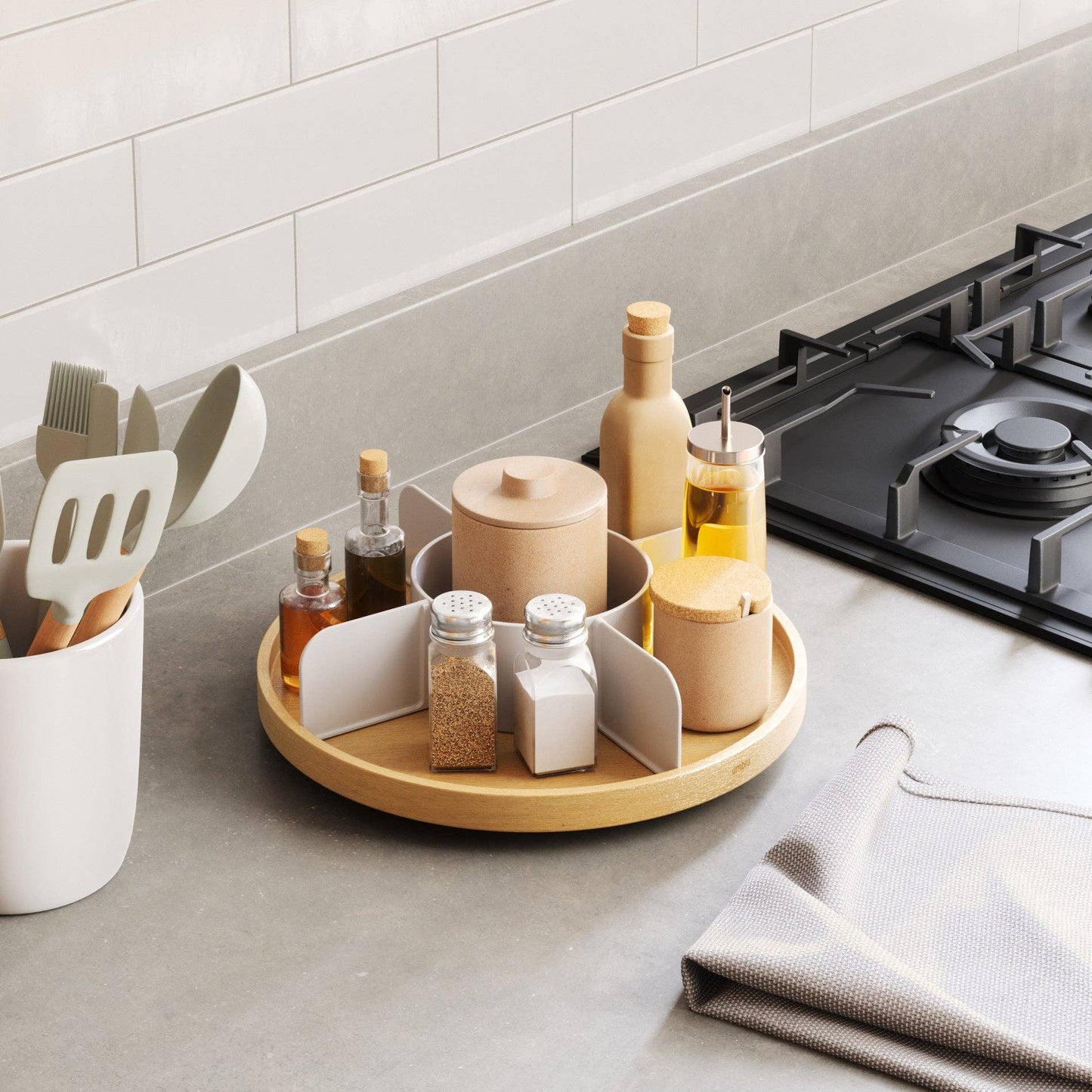 BELLWOOD LAZY SUSAN: WHITE-NATURAL