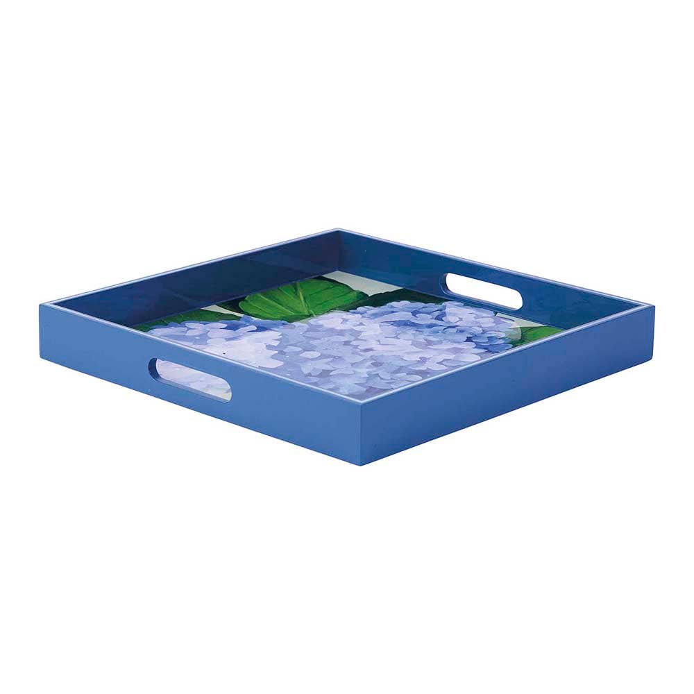 Blue Hydrangea  Square Lacquer Serving Tray