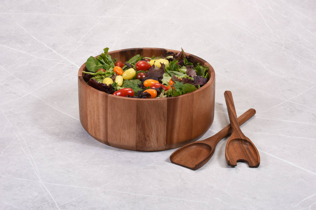 ACACIA WOOD SALAD BOWL SET 12X5
