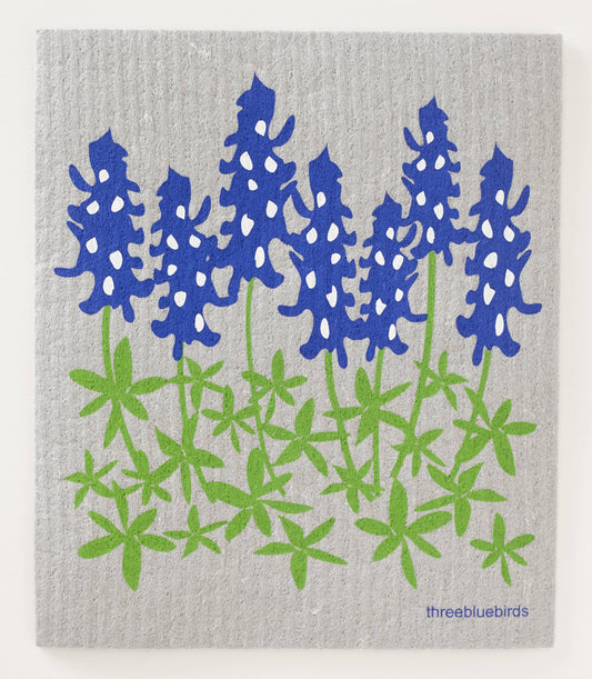 BLUEBONNETS GREY SWEDISH DISHCLOTH