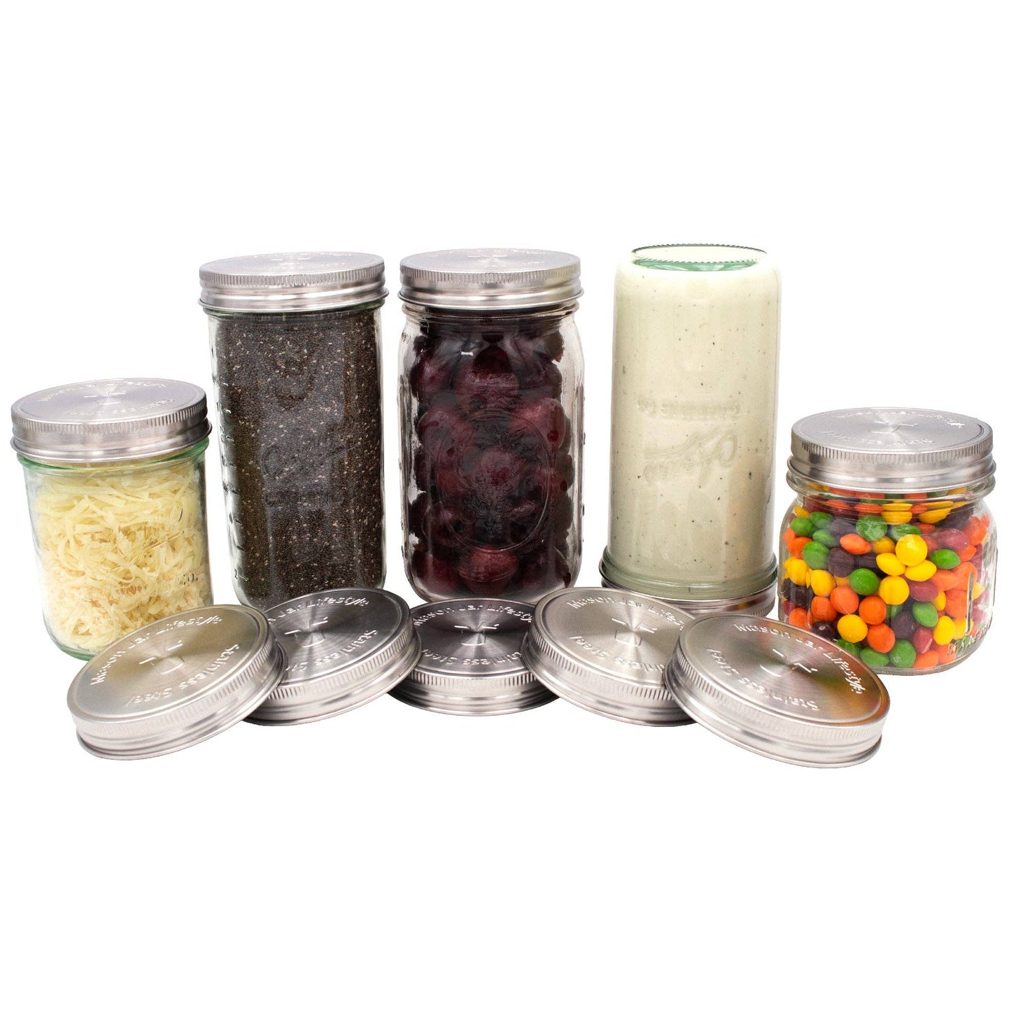 Stainless Steel Storage Lids w/ Silicone Seals for Mason Jar: Wide mouth