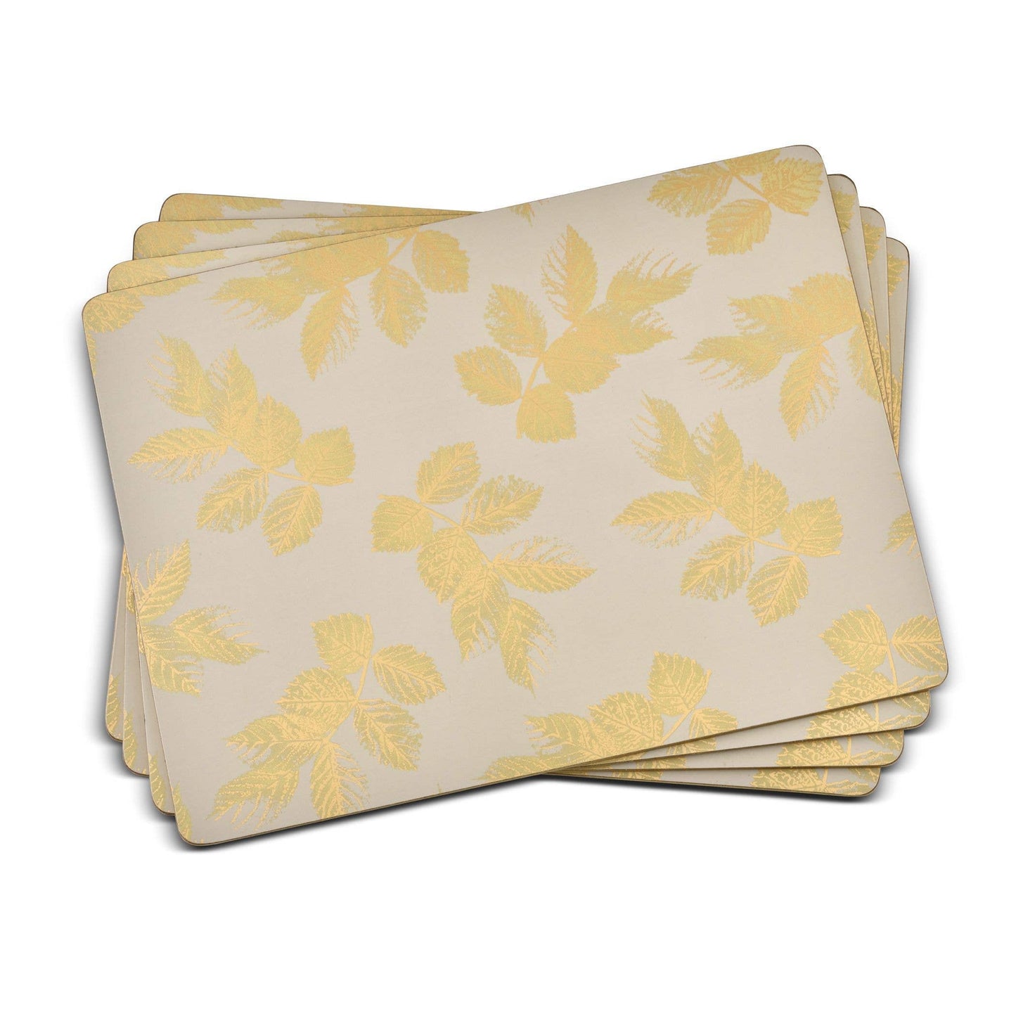 Etched Leaves Large Placemats Set of 4 - Light Grey: MDF, Cork Backed / S.M. Etch Leav Light Grey