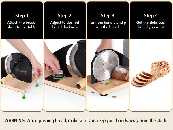 MANUAL BREAD SLICER ADJUSTABLE THICKNESS BLACK