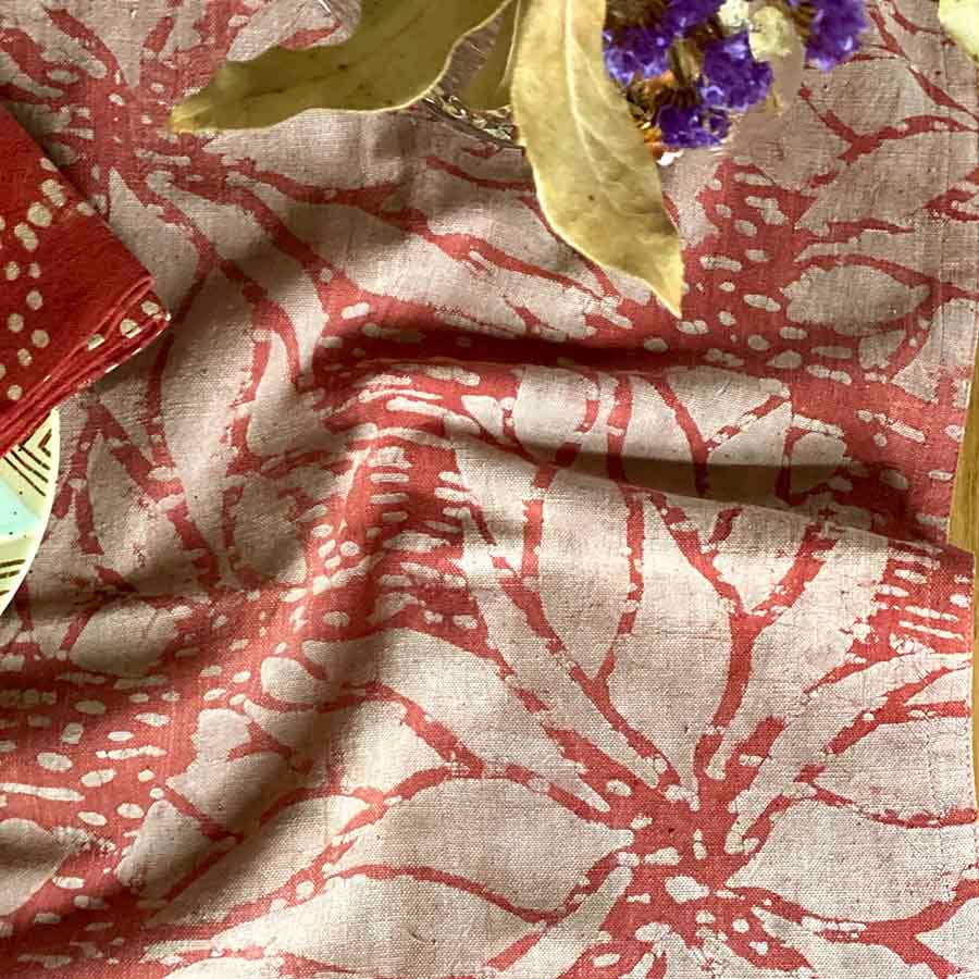 Floral Block Print Table Runner - Rosette