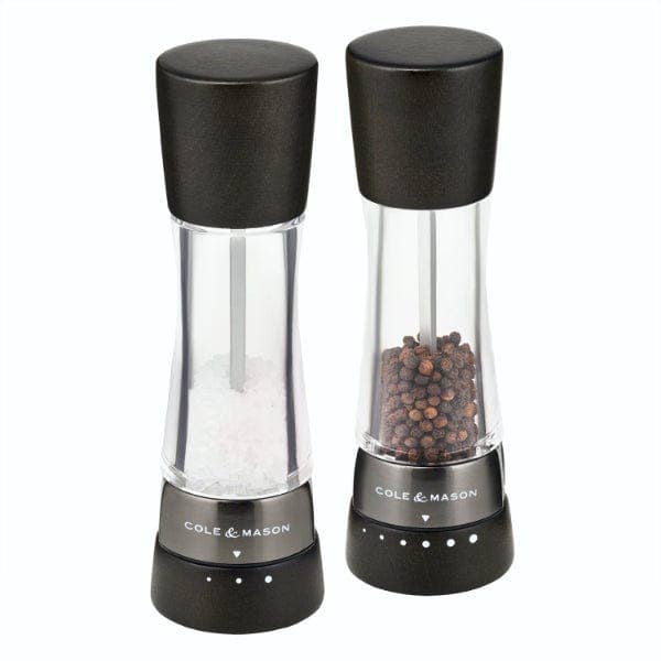 DERWENT SALT & PEPPER MILL SET BLACK WOOD