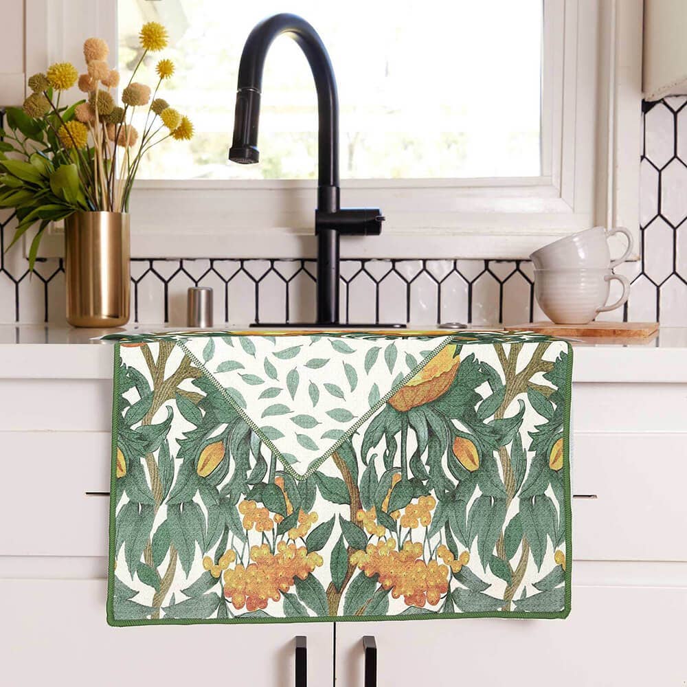 Icelandic Poppies Gold Eco Kitchen Tea Towel
