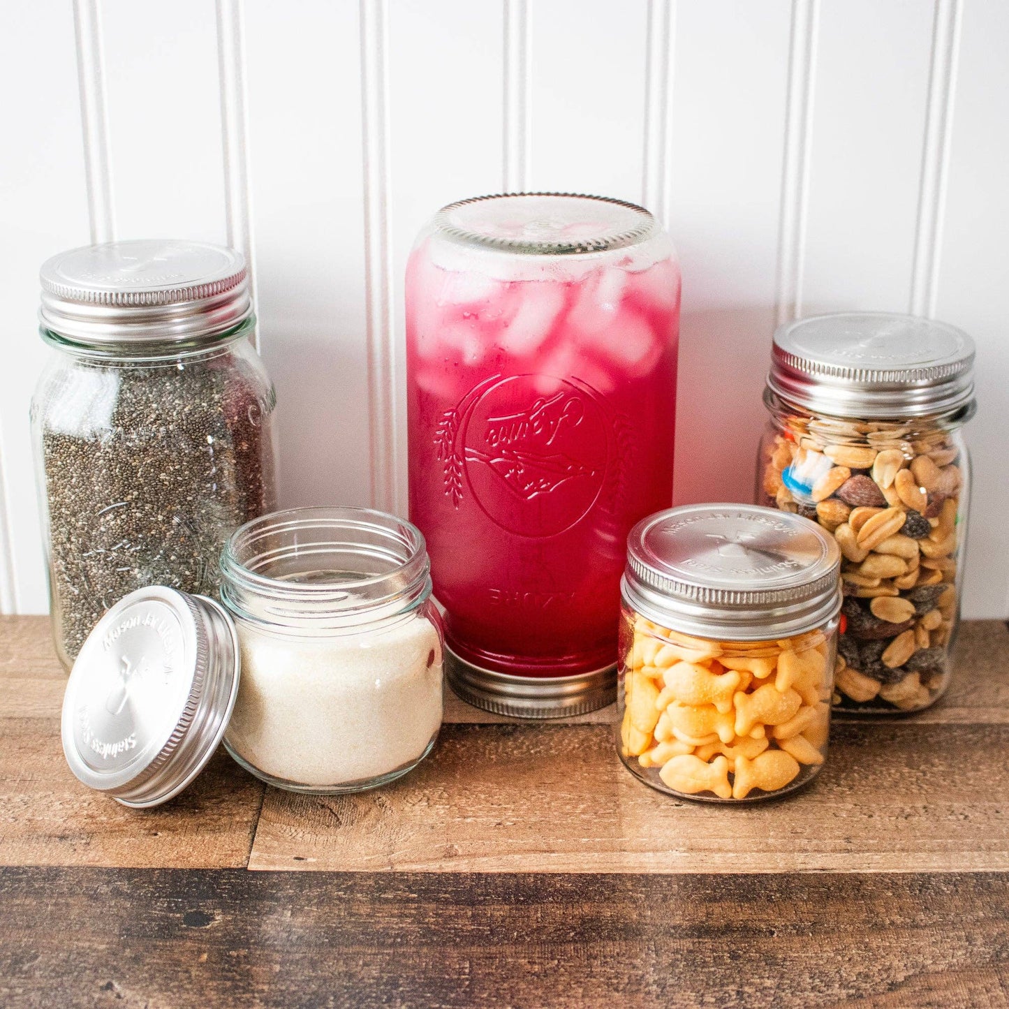 Stainless Steel Storage Lids w/ Silicone Seals for Mason Jar: Regular mouth