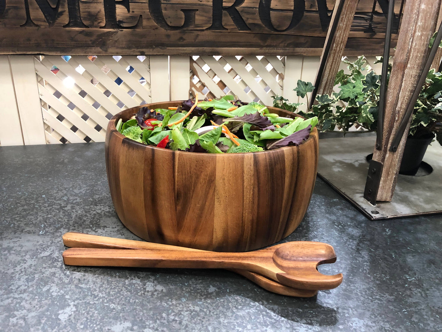 ACACIA WOOD SALAD BOWL SET