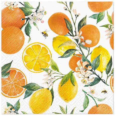 Citrus with Bees Lunch & Cocktail Napkins - Summer Napkins: Lunch
