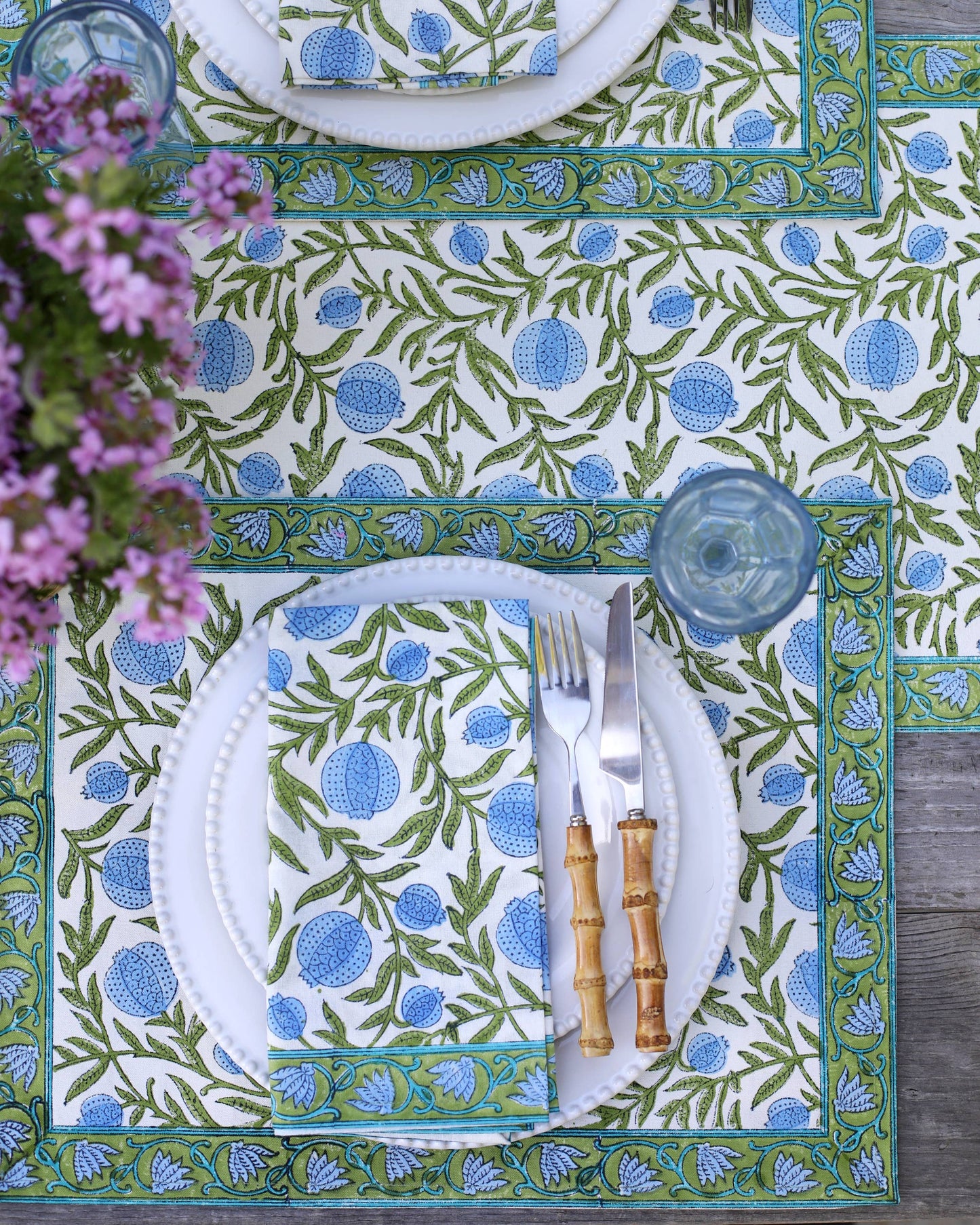 NAPKINS POMEGRANATE BLUE SET/4