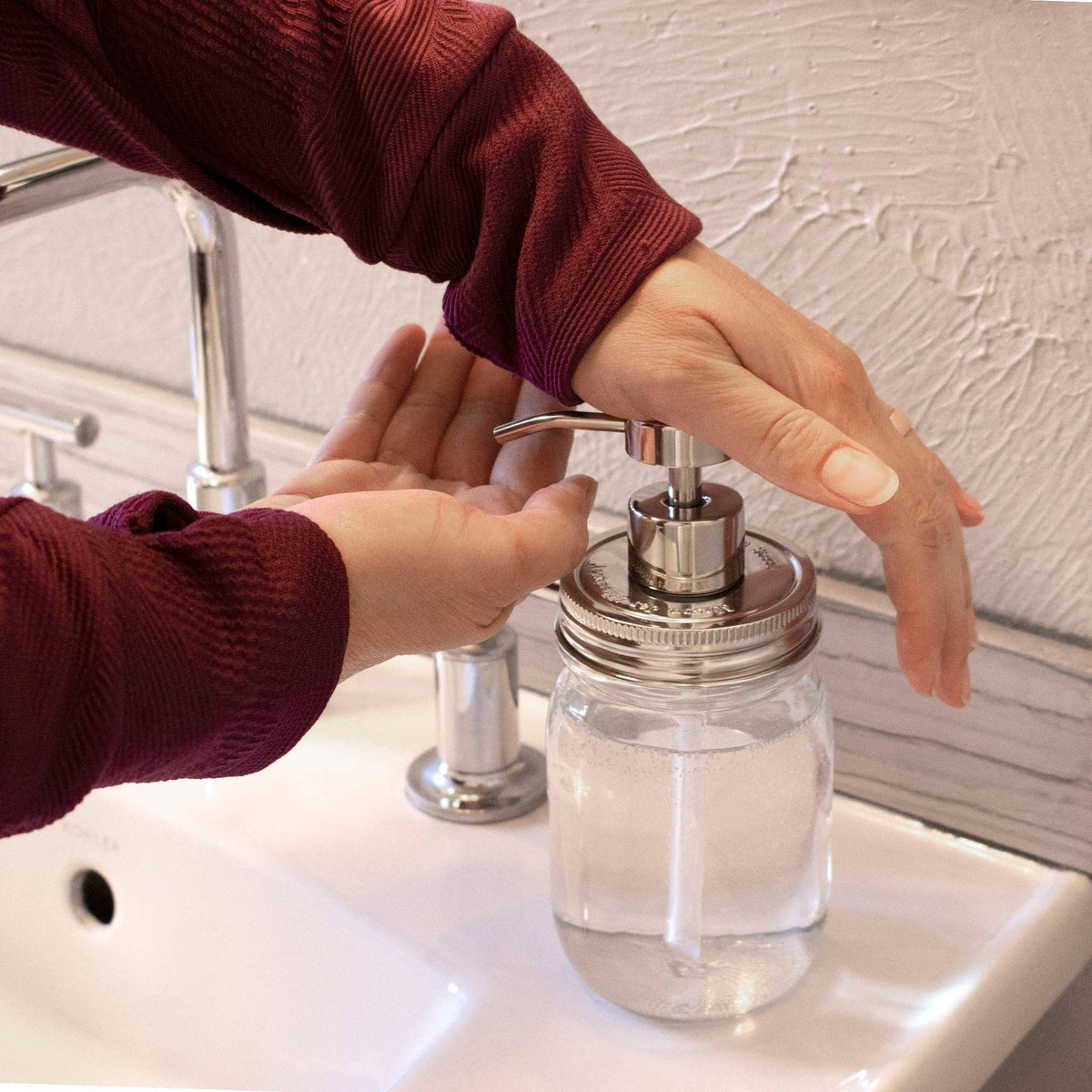 Satin / Brushed Finish Soap Pump Dispensers for Mason Jars: Satin / matte / Regularmouth / #5