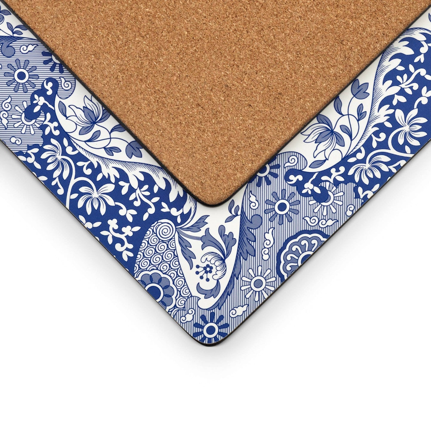 Blue Italian Placemats Set of 4: MDF, Cork Backed / Blue Italian