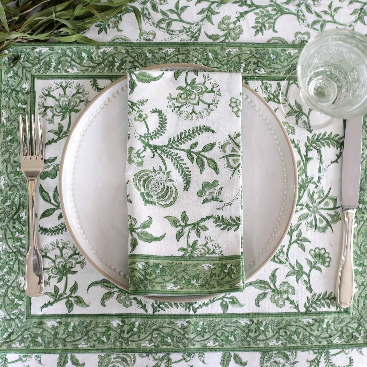 NAPKINS LILIBET GREEN SET/4