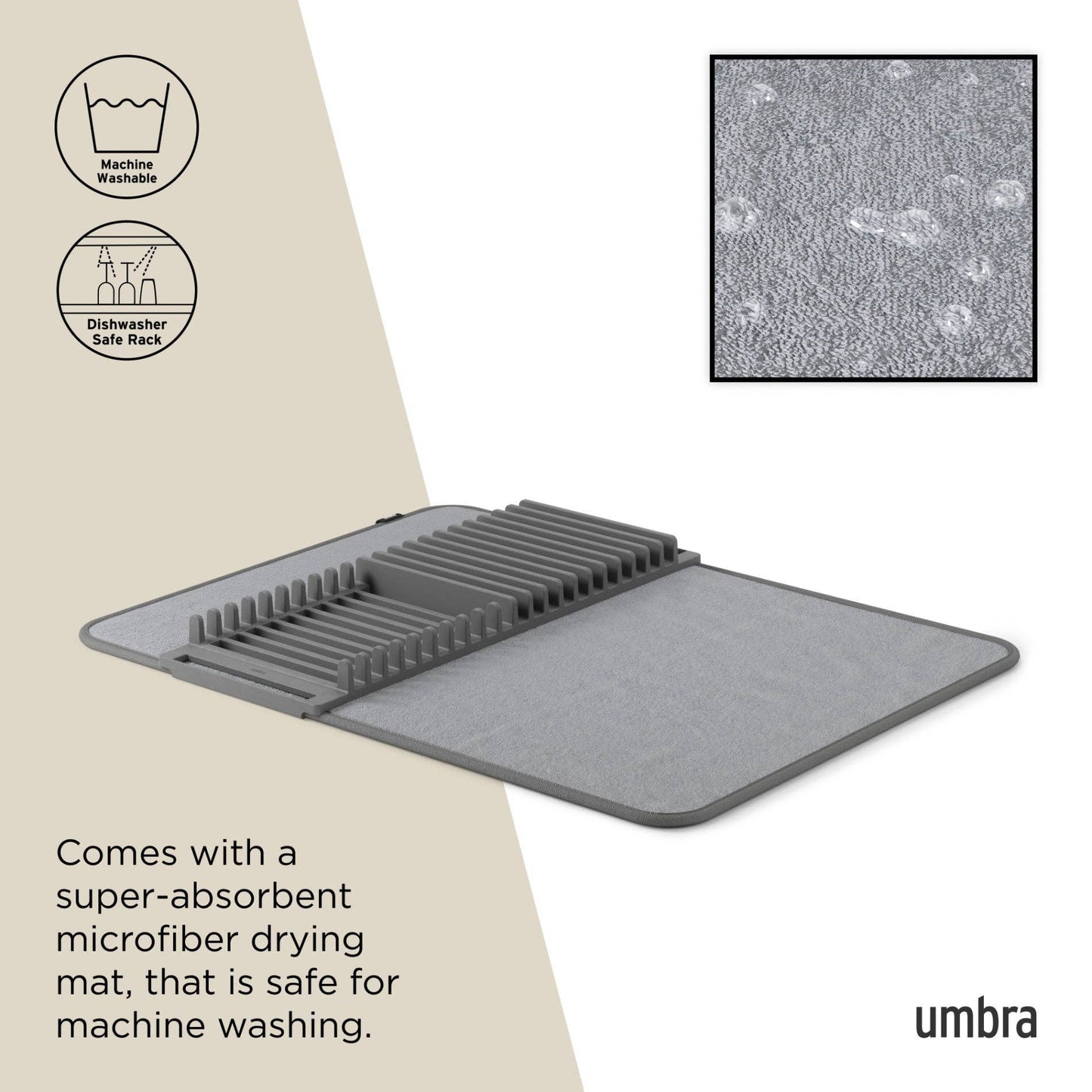 UDRY DISH RACK WITH DRYING MAT: SLATE BLUE