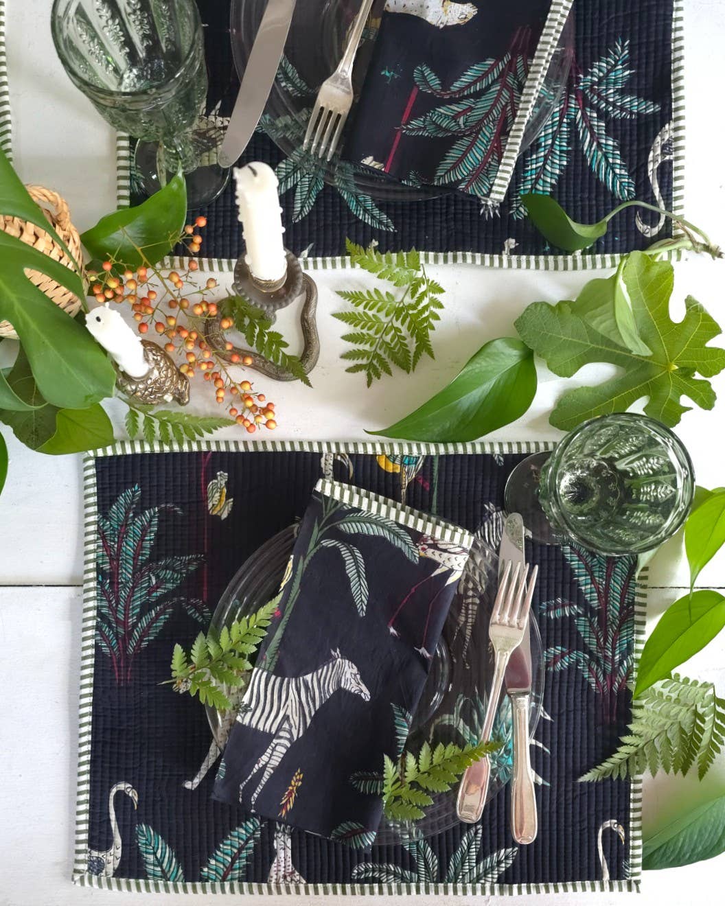 NAPKINS JUNGLE BLACK SET/4