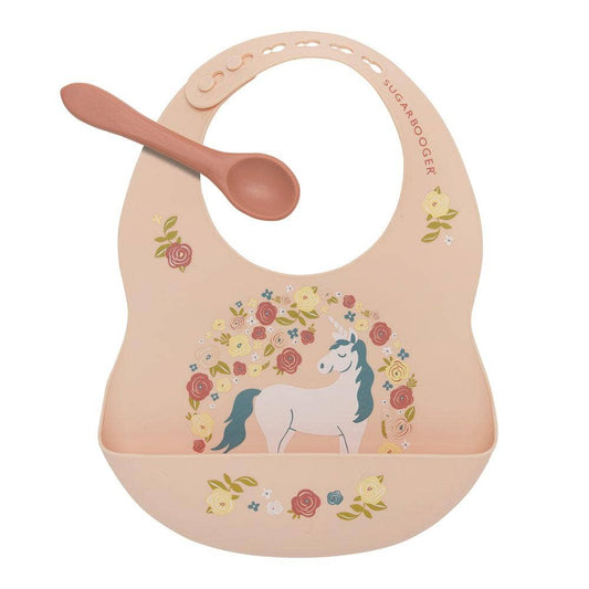 SILICONE BIB & SPOON SET: UNICORN