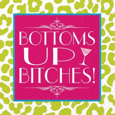 BOTTOMS UP BEVERAGE NAPKIN
