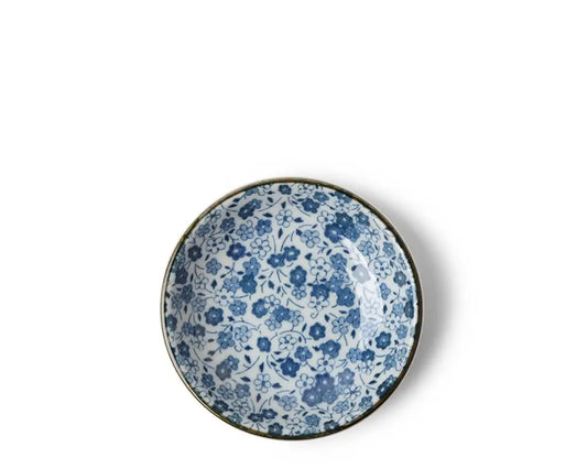 SAUCE DISH 3.5" INDIGO MICROFLOWERS