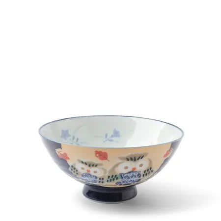 BLUE OWL PAIR BRANCH RICE BOWL 4 7/8"