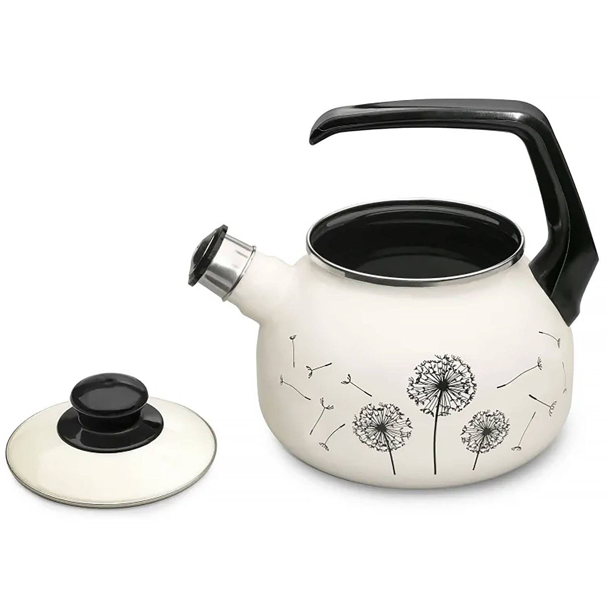 DANDELIONS VINTAGE ENAMEL WHISTLING KETTLE