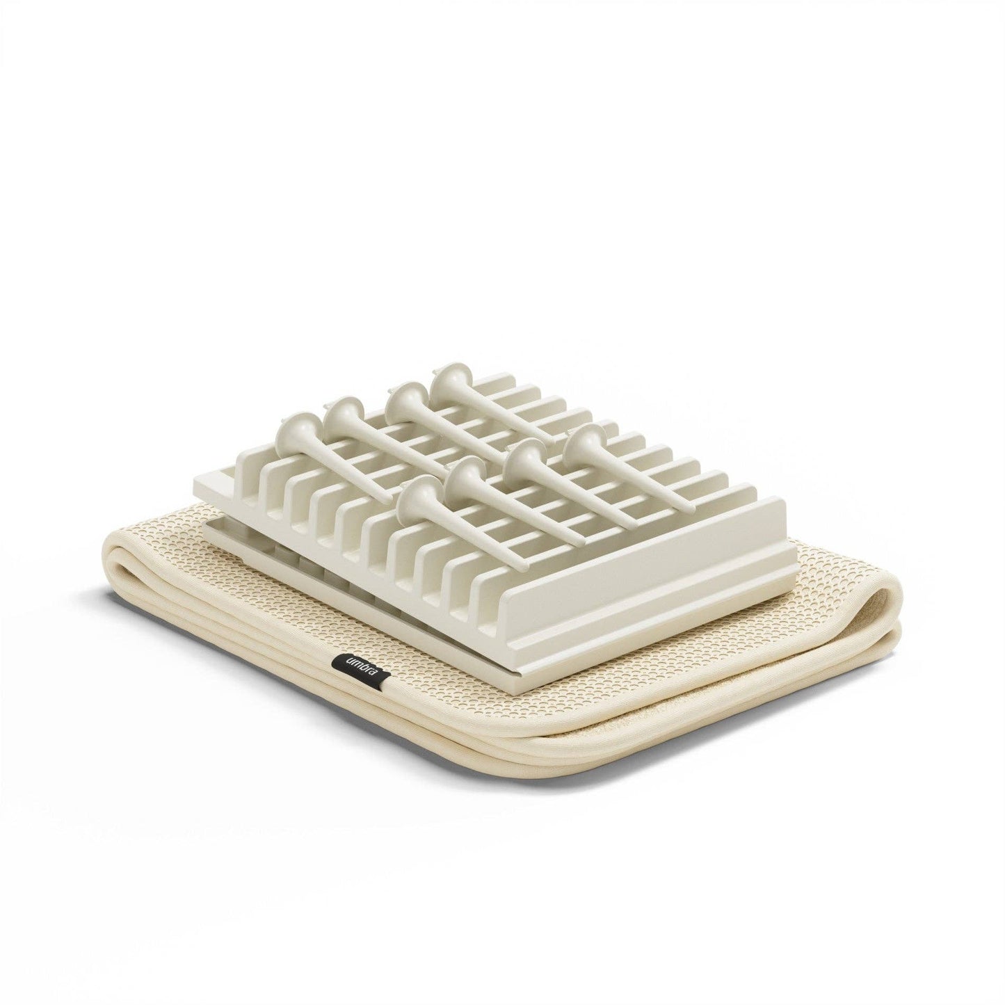 UDRY PEG DISH RACK WITH MAT: LINEN