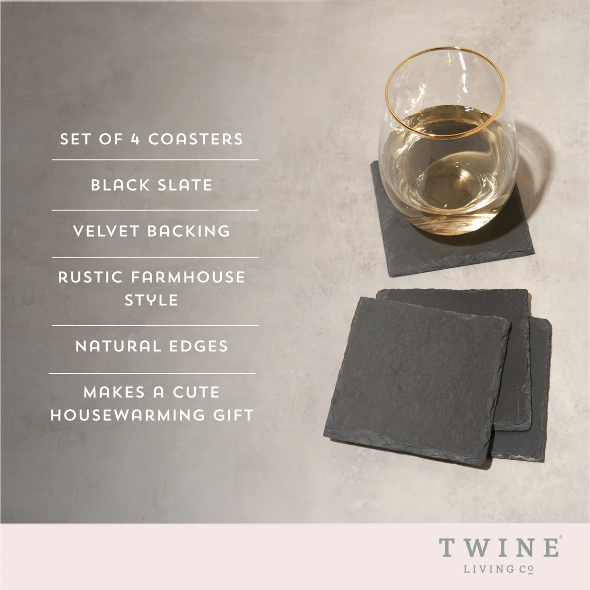 SQUARE SLATE COASTERS SET OF 4