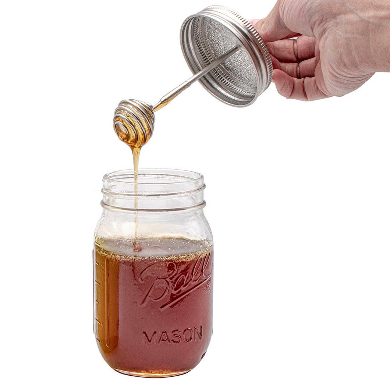 Honey Dipper Stainless Steel Lid for Mason Jars: Wide Mouth