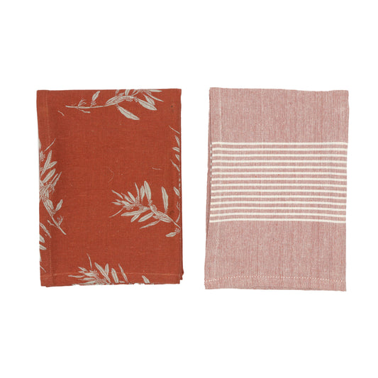 TEA TOWELS OLIVES CINNAMON SET/2