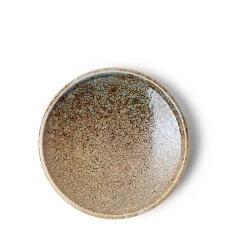 BLUE SAND CRACKLE SAUCE DISH 4"