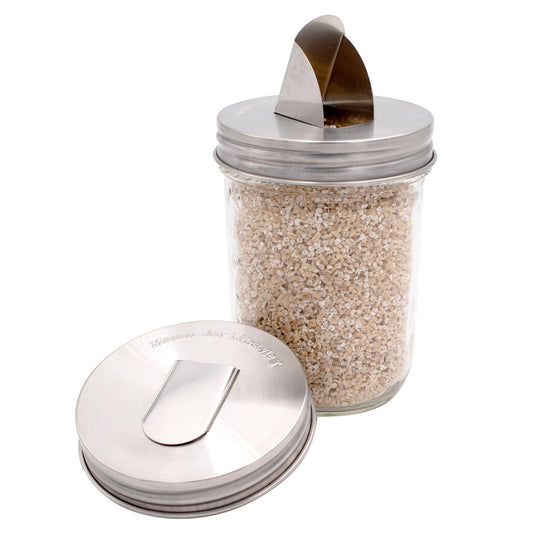 STAINLESS STEEL GRAIN DISPENSING LID FOR MASON JARS 2PK: WIDE MOUTH