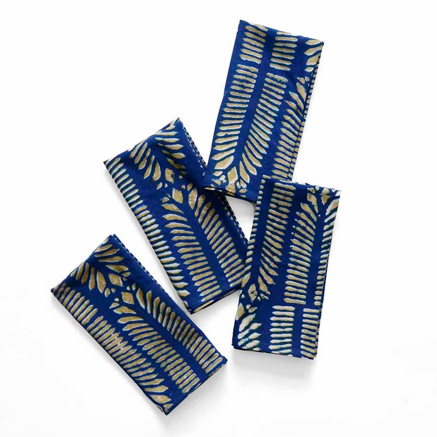 Artisan Dinner Napkins, Hand Block Printed Cotton Set | Nue