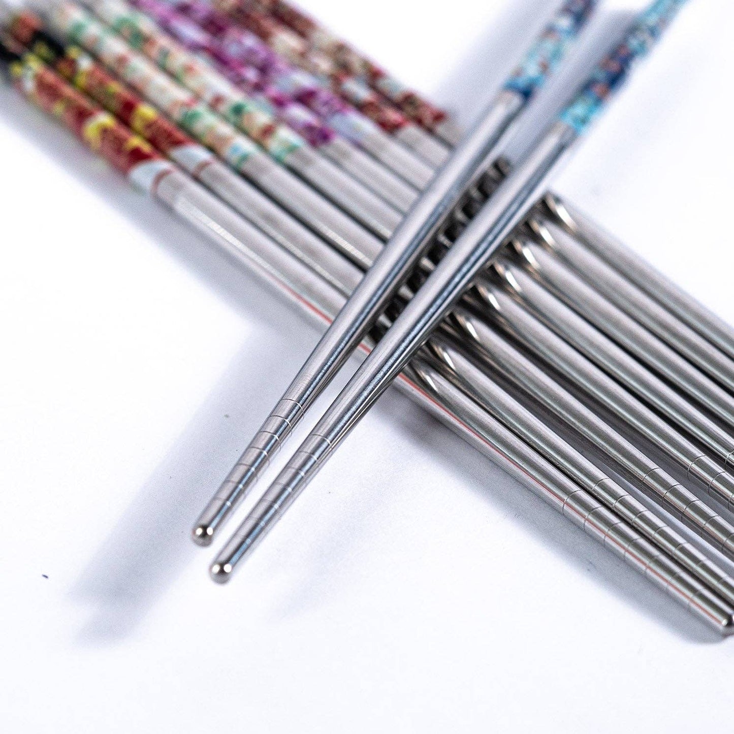 Floral Chopsticks Set Stainless Steel 5/pair