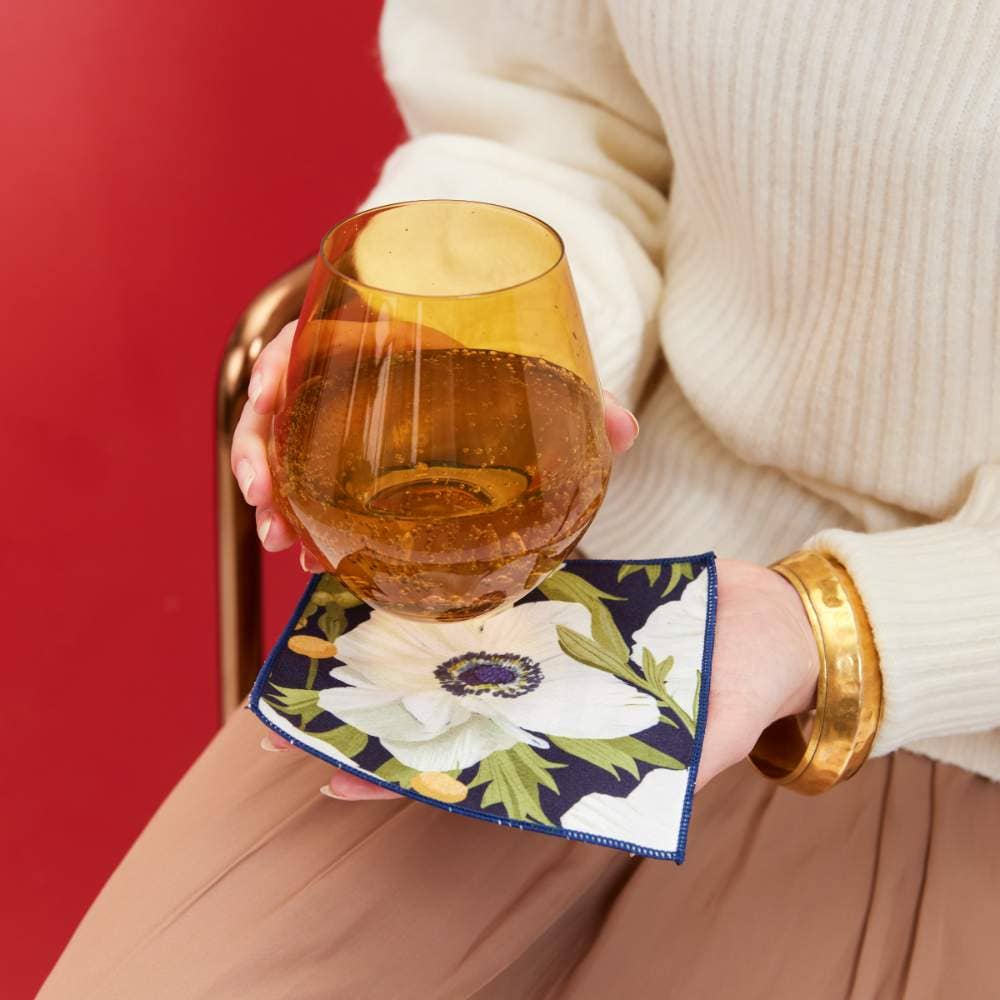 ANEMONE POPPY REUSABLE ECO COCKTAIL NAPKINS, SET OF 8