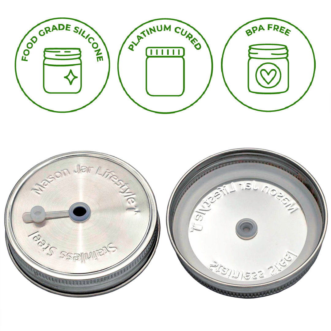 Stainless Steel Straw Hole Tumbler Lids for Mason Jars: Wide mouth