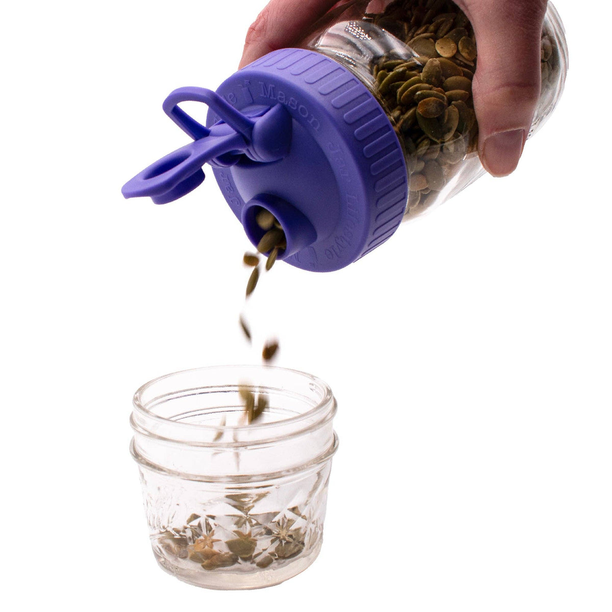 Pour & Store Shaker Lid with Carry Loop for Mason Jars: Cherry red / Wide mouth / Updated