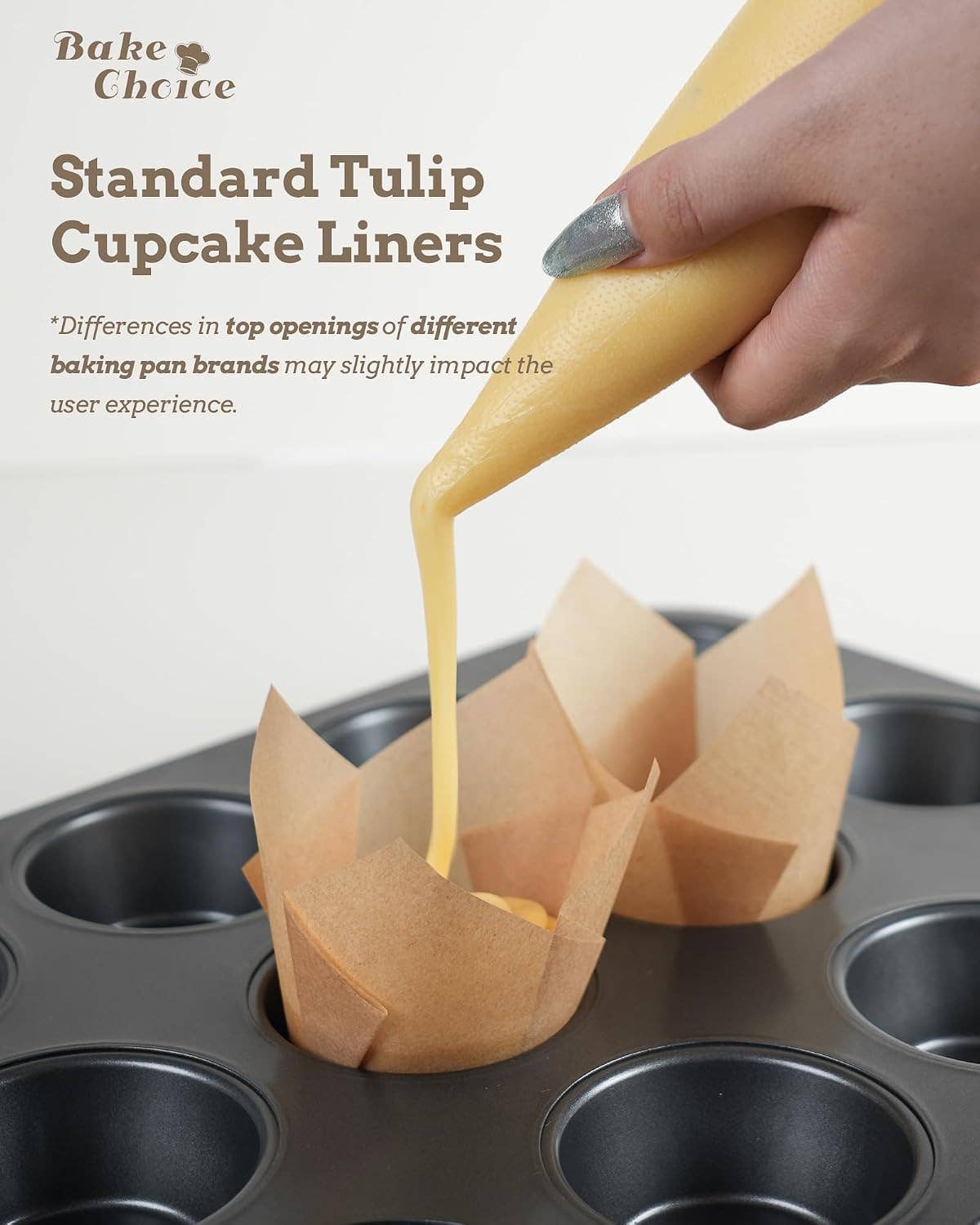 Tulip Cupcake Liners for Baking Cups Unbleached European Parchment paper Tulip Muffin Liners -White / 200 / Standard