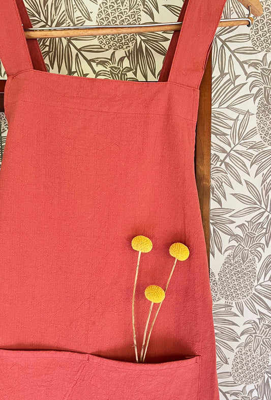 CROSS BACK APRON: TERRA COTTA