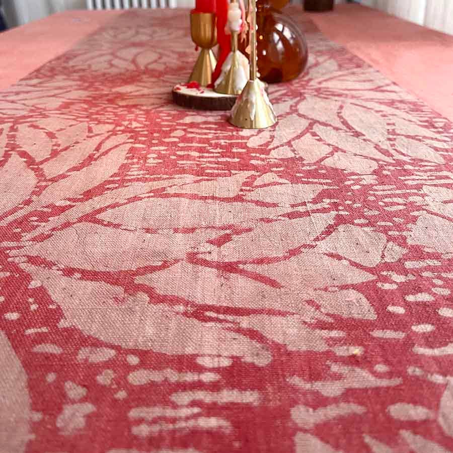 Floral Block Print Table Runner - Rosette