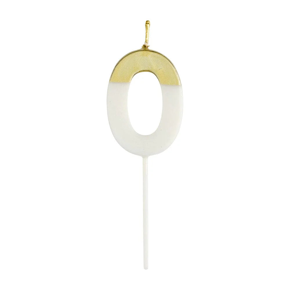 NUMBER CANDLE 0 WHITE/GOLD