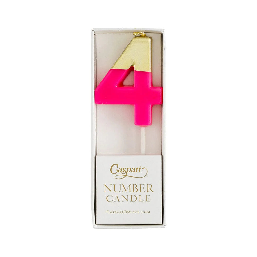 NUMBER CANDLE 4 FUCHSIA/GOLD