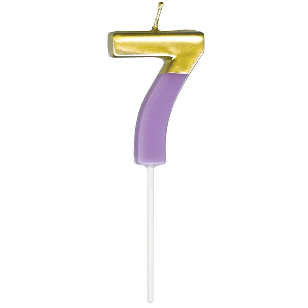 NUMBER CANDLE 7 - PURPLE/GOLD