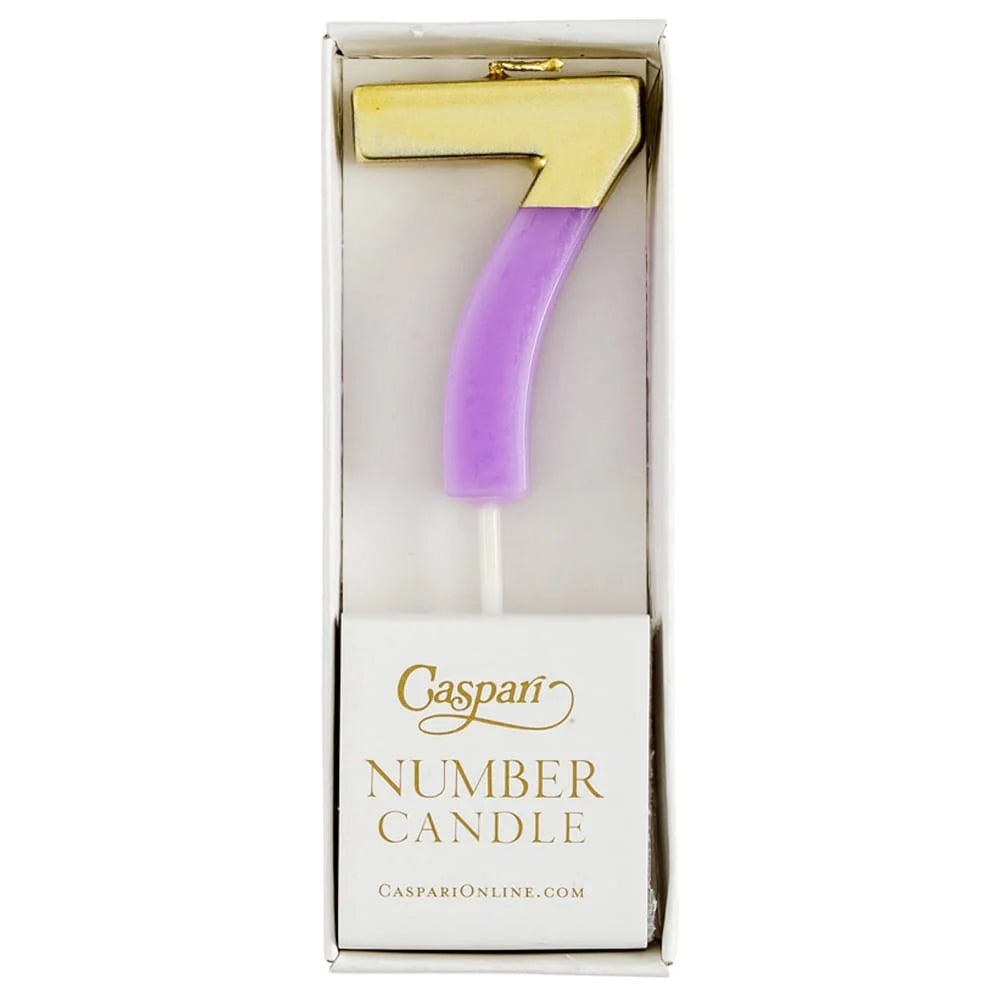 NUMBER CANDLE 7 - PURPLE/GOLD