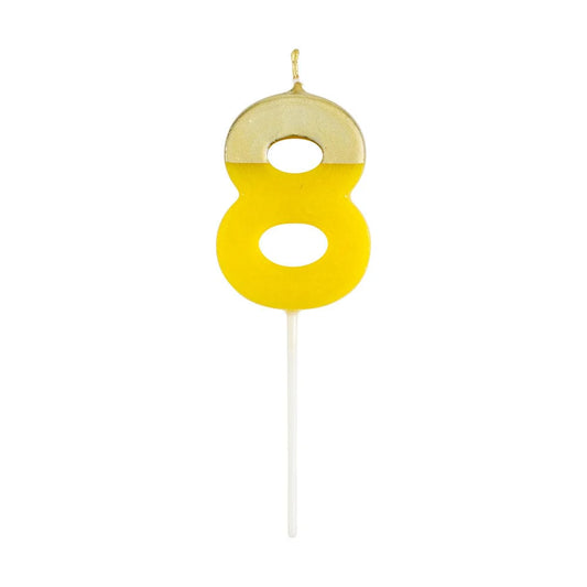 NUMBER CANDLE 8 YELLOW/GOLD