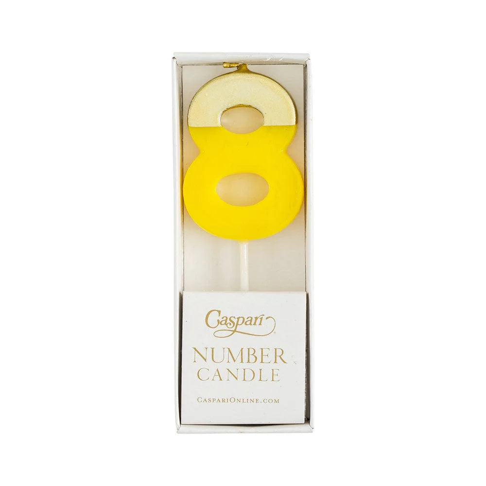 NUMBER CANDLE 8 YELLOW/GOLD
