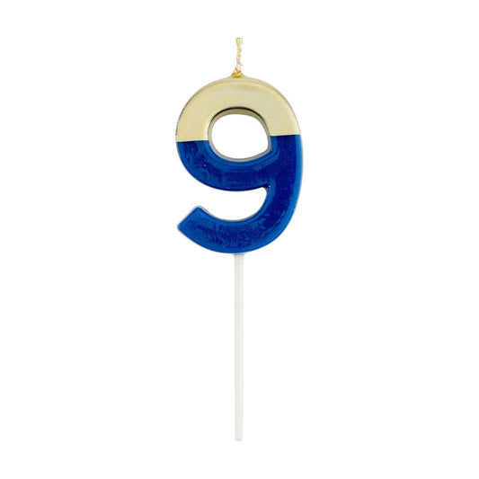 NUMBER CANDLE 9 ROYAL/GOLD