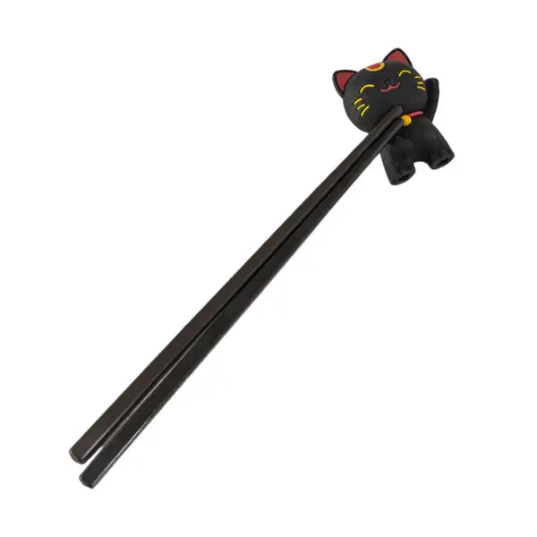 Training Chopsticks: Black Lucky Cat