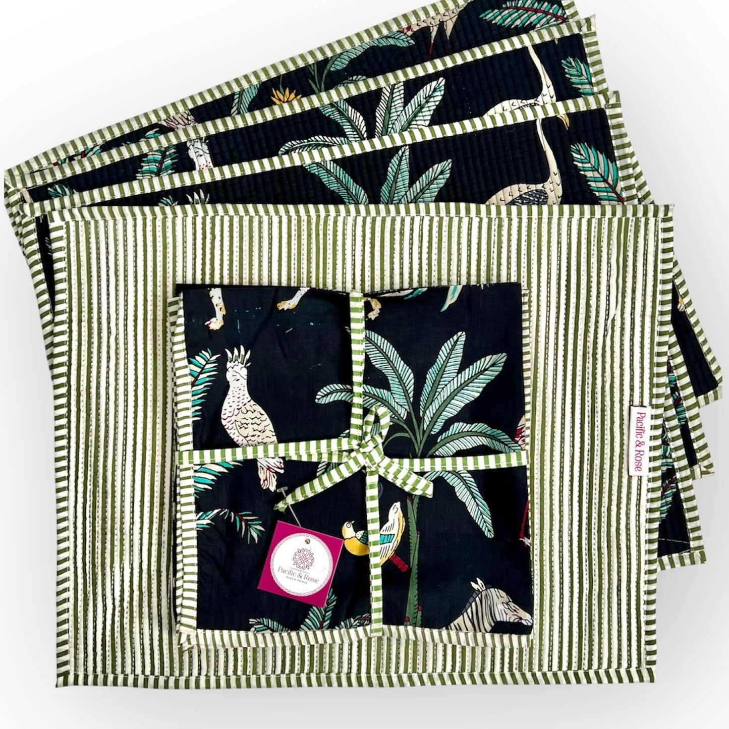 NAPKINS JUNGLE BLACK SET/4
