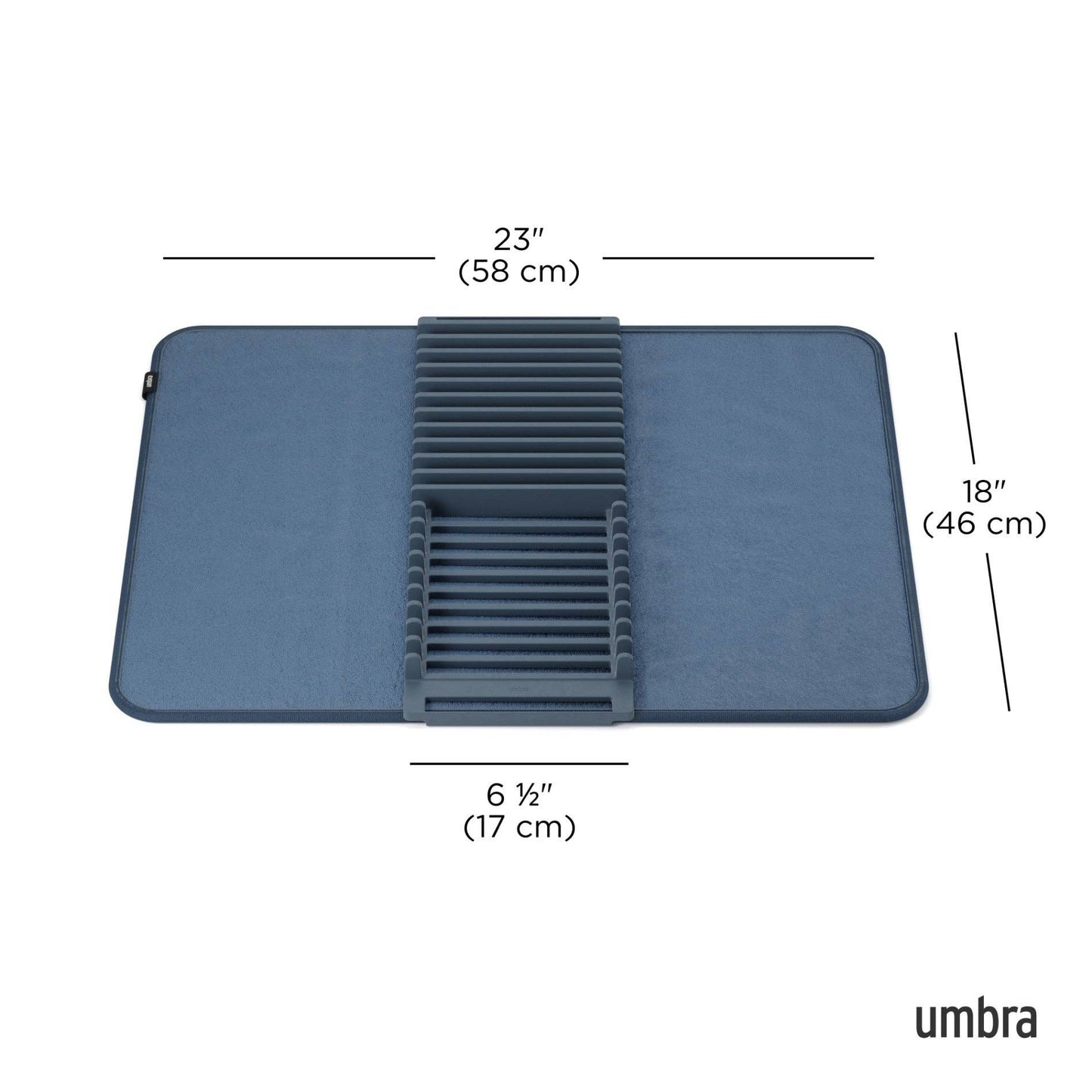 UDRY DISH RACK WITH DRYING MAT: SLATE BLUE